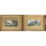Two 20th century hunting watercolours; together with a hunting print
