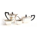 A four piece silver teaset, maker's mark BRS, Sheffield 1958, 58.9ozt