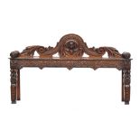 A Victorian oak hall bench, carved in the Jacobethan taste, 128cm wide, 31cm deep, 73cm high