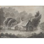 Attributed to David Cox RWS (1783-1820), a monochrome watercolour of a cottage, unsigned, 17x23.