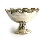 A hammered white metal lobed rose bowl, tests as silver, 5.7ozt