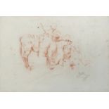 Sir Edwin Henry Landseer RA (1802-1873), red chalk study of a donkey, signed in pencil, 14.5x21cm