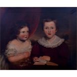 John Russell RA (1745-1806), oil on canvas, portrait of a young girl and her brother seated at a