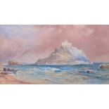 George Barnard (1815-1890), 'St. Michael's Mount, Cornwall', watercolour on paper heightened in