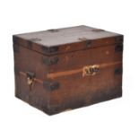 A 19th century oak and iron bound silver chest, with removable green baize lined tray, 61cm wide,
