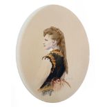 Marie-Alexandre Alophe (French, 1812-1883), girl with earring, watercolour, signed, within an oval