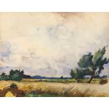 Charles Picart Le Doux (French 1881-1959), 'Windy Sky over Common', watercolour on paper, signed