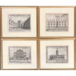 Pieter van der Aa after Loggan, a set of four 18th century engravings of Oxford, 'Bodleian Library',