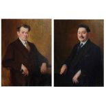 Mayer Klang, Portraits of Edward and Wlad de Bobinsky, a pair, each signed and dated 1928, oils on
