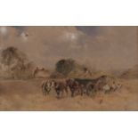 Peter de Wint (1784-1849), 'Carrying Hay', watercolour, label to verso stating 'purchased at