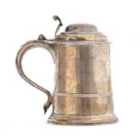 A substantial George II lidded tankard, by Edward Pocock, London 1734, the hinged dome cover with