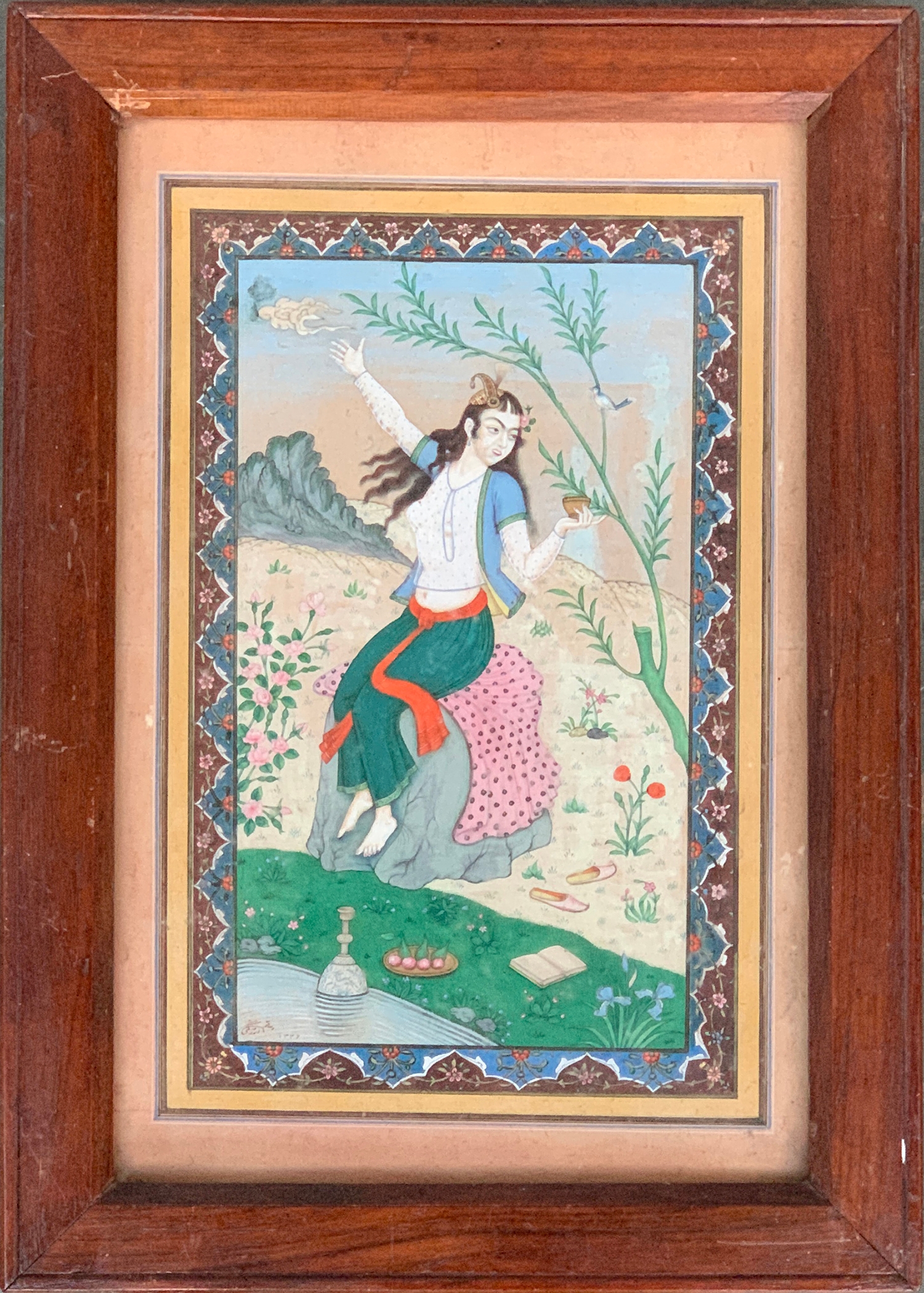 A painting from a Ragamala series, possibly Kukubha Ragini, gouache on paper, depicting a barefooted - Image 3 of 3