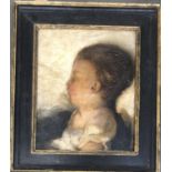 20th century oil on board, study of a sleeping child's head, 43x35cm