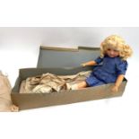 A German bisque doll, neck marked 'H.W Germany 6 1/2', sleeping eyes, jointed composition body,