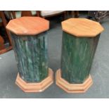 Interior design interest: a pair of 20th century scumble and simulated marble octagonal plinths,