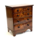 A 19th century mahogany apprentice piece/specimen chest of four drawers, 30.5x18.5x36cmH