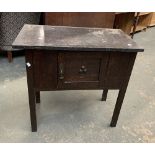 A small oak granite topped pot cupboard, 77x43x75cmH