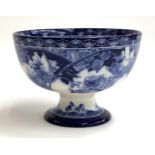 A Royal Doulton blue and white 'Briar Rose' pattern footed fruit bowl, marked to base, 24cmD
