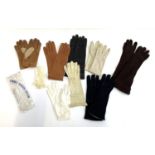 A quantity of vintage ladies gloves to include leather, stretch nylon, Galeries Lafayette, etc