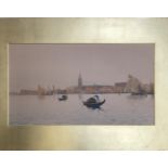 20th century watercolour of Venice, signed indistinctly lower left, 24.5x44.5cm