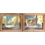 H Dench, a pair of 20th century oils depicting Egyptian street scenes, each 23x30.5cm