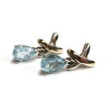 A pair of silver and blue topaz drop stud earrings, 2.8cmL