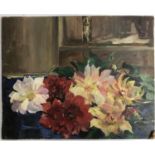 20th century floral still life, oil on board, 33x41cm