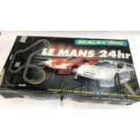 A Le Mans 24hr Scalextric set with two cars, track, controls, etc, boxed