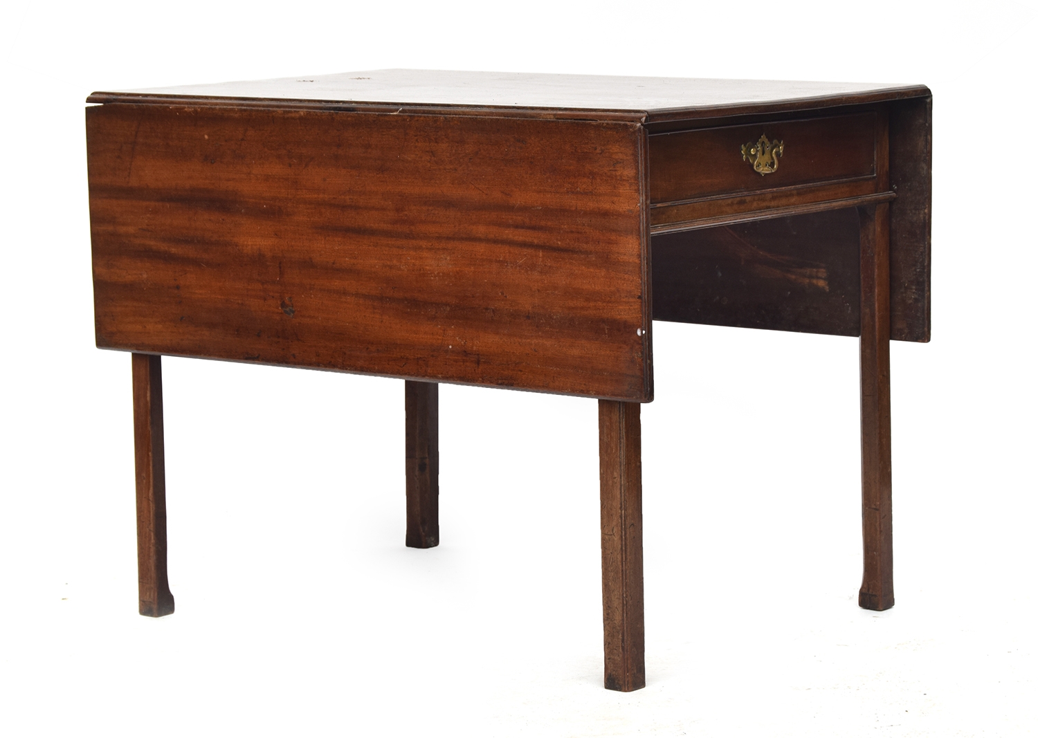 A George III mahogany Pembroke table, of generous proportions, single end drawer, on chamfered