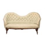 A Victorian and upholstered sofa, c.1870, with double balloon back, 175cm wide, approx. 80cm deep