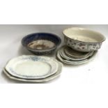 A mixed lot to include James W & Sons 'Floral' meat plates; a Trentham washbowl etc