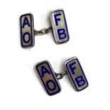 A pair of 1920s silver and blue enamel 'Ancient Order of Froth Blowers' cufflinks, marked to reverse