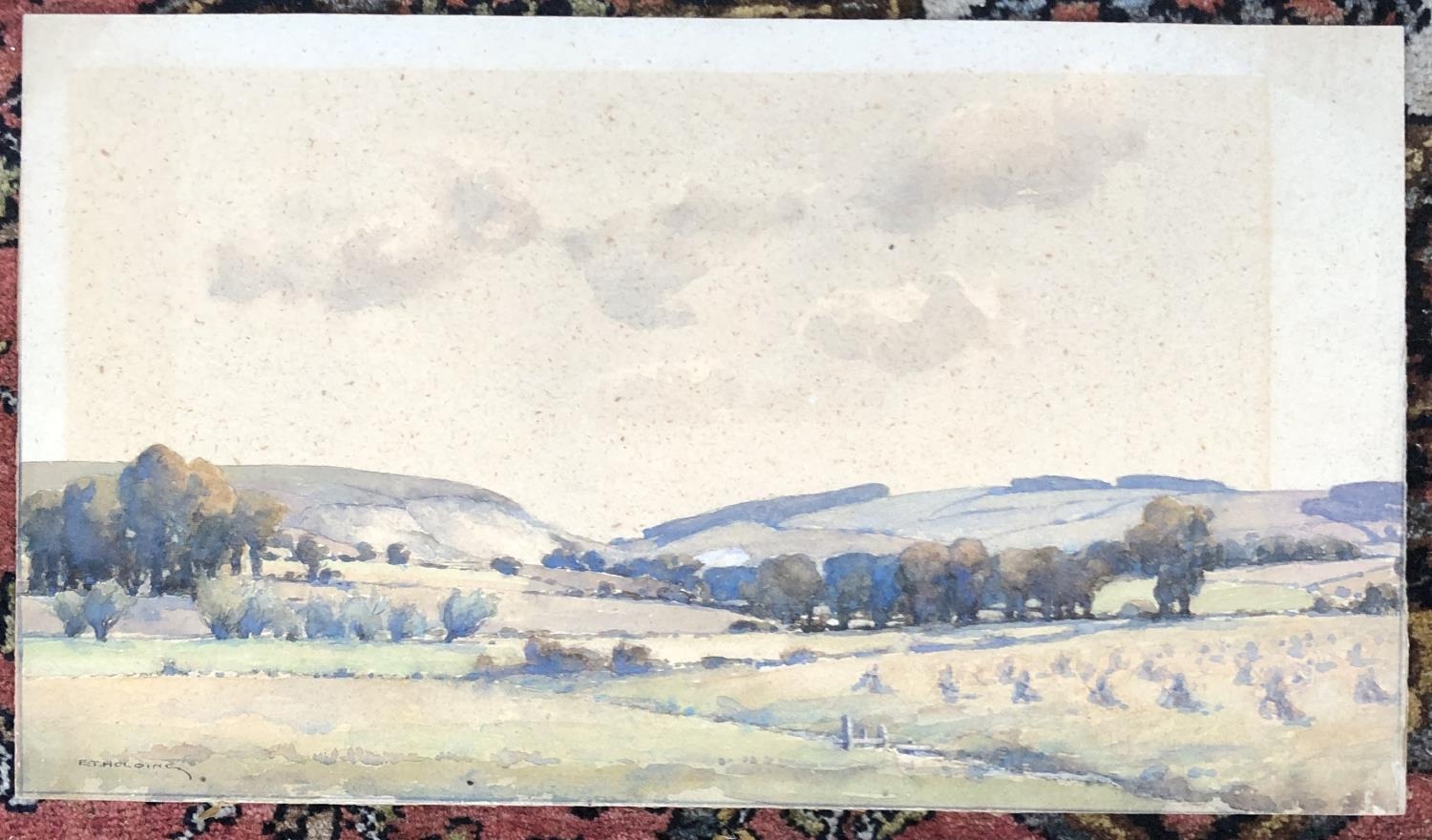 Edgar Thomas Holding R.W.S. (1890-1952), 'Valley of the Rother', watercolour on paper, signed,