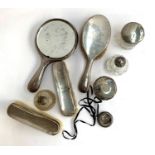 A lot of silver and cut glass dressing table items, to include a pair of clothes brushes, hair brush