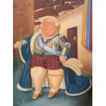 After Fernando Botero, 'Visit of Louis XVI to Medellin', oil on canvas, 120x90cm