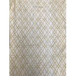Two pairs of good country house curtains, lined with chintz and interlined, geometric gold print,