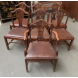 A set of six 18th century Hepplewhite style splat back dining chairs, with drop-in seats, on