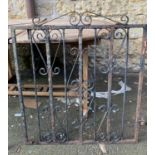 A wrought iron garden gate with fittings, 61cmW, 85cmH