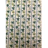 A pair of silk curtains, lined and interlined, ivy print, each approx. 220cm drop, 162cm ungathered,