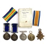 A group of five medals awarded to William Stone, 148368, P.O, R.N, comprising George V Naval Long