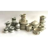 A Wedgwood Raspberry Cane tea set, 27 pieces; together with a Mid century part coffee set