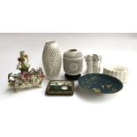 A mixed lot to include Cetum ware jelly mould; Rosenthal plate decorated with gilt swans on a blue