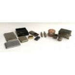 A mixed lot to include cased safety razor with blades, plated cigarette cases; pocket corkscrew;