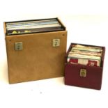 A carry case of vinyl LPs, mainly Cliff Richard, The Shadows; together with a small box of 7"