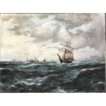 Vorwerk after Schnars-Alquist, tall ship at sea, oil on canvas, 62x81cm