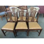 A set of six 19th century Georgian style mahogany splatback dining chairs, with drop in