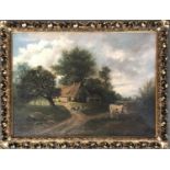 H. Honertz or Honerk, Cattle Before a Cottage in a Wooded Landscape, oil on canvas, signed and dated