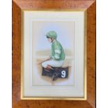 Nicholas Tolley (b. 1958), Jockey portrait of Geoff Baxter, watercolour, signed and dated 84,