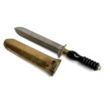 A Siebe Gorman divers knife, in brass sheath, the blade 20cmL marked 'AP6260 non-magnetic'