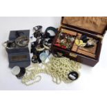 A small quantity of costume jewellery, in a jewellery box